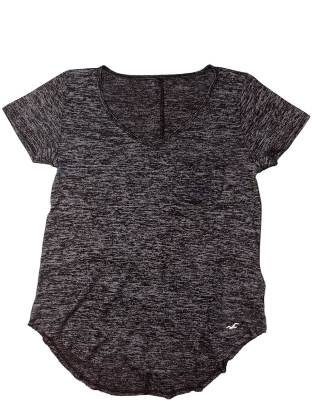 Hollister Women's Short Sleeve Marled Black V-Neck Tee